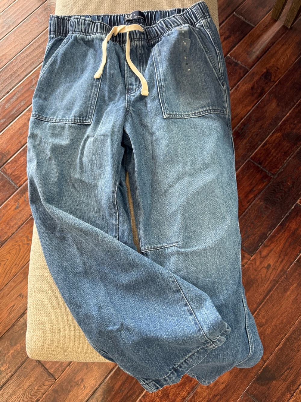 Men's Blue Drawstring Denim Jeans